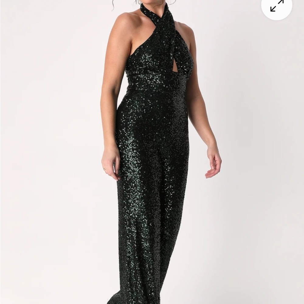 NEW Emerald Sequin Jumpsuit PERFECT FOR DISCO PARTY! Size Large